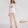 Светло-бежевые базовые брюки для будущих и кормящих мам Eleganza