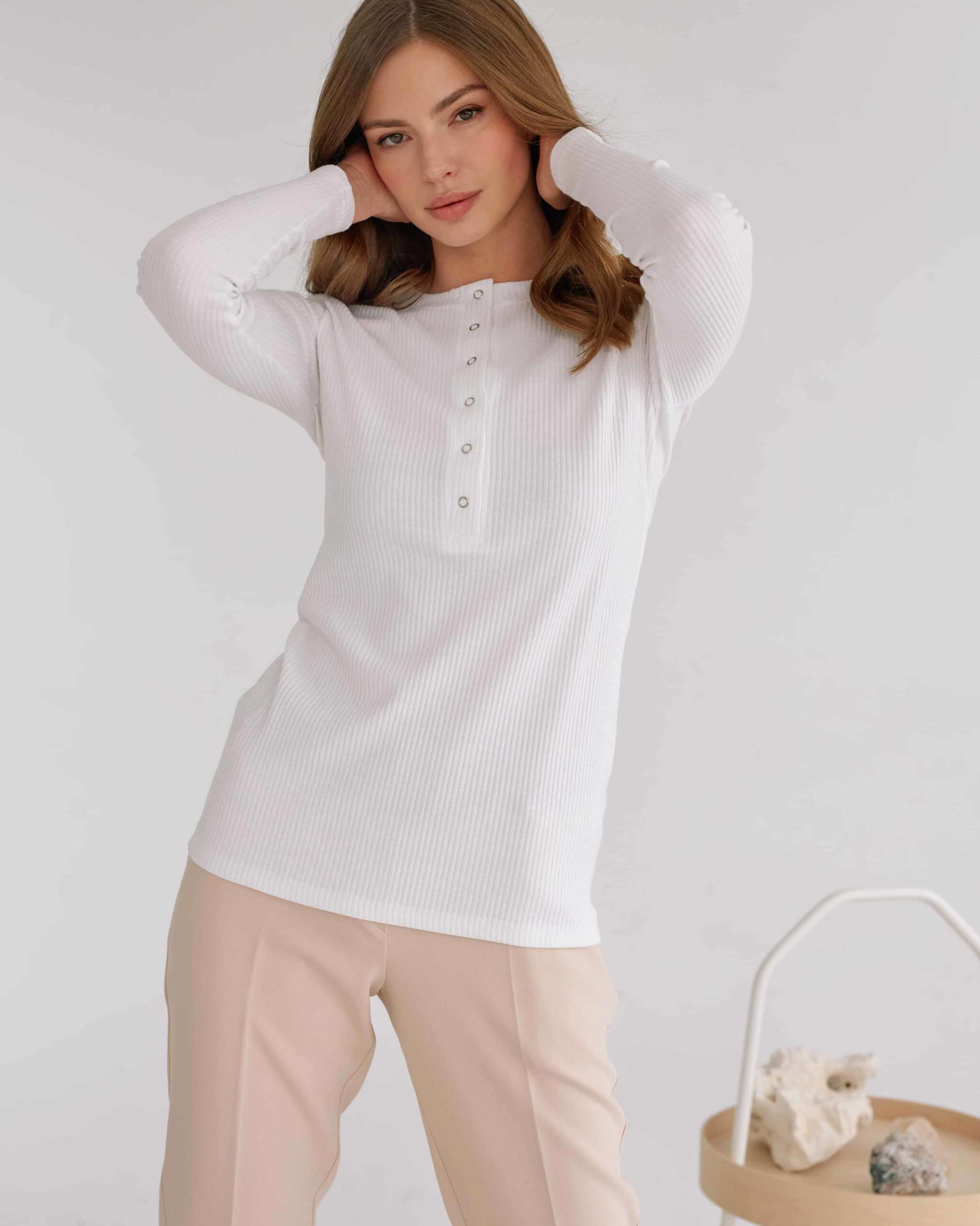 Белый лонгслив для беременных и кормящих мам Basic Белый лонгслив для беременных и кормящих мам Basic — изображение 4