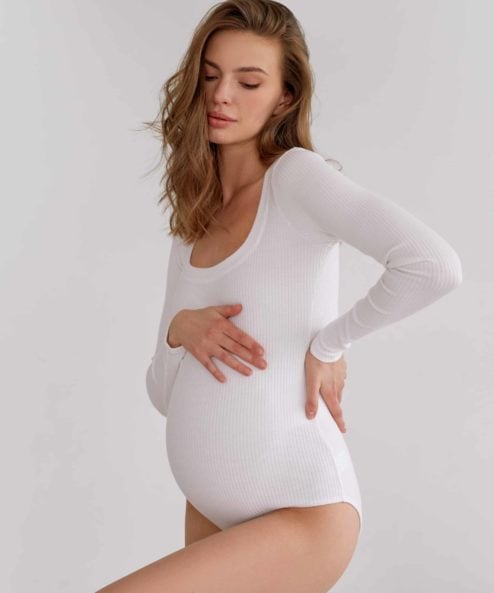 Белый боди для будущих мам Pamella