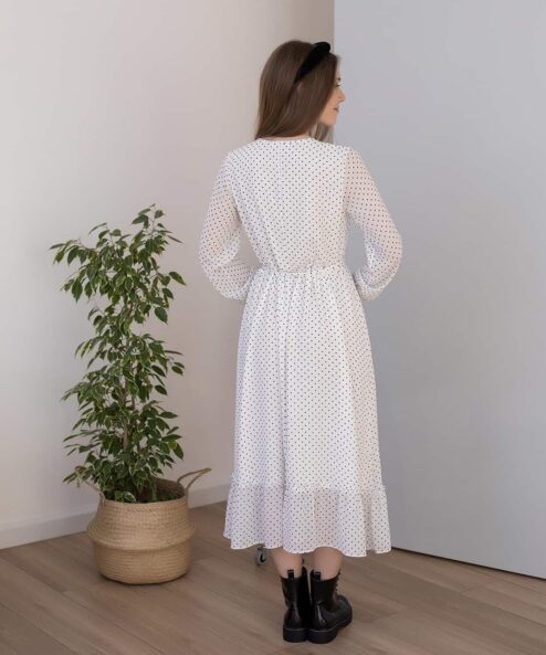 Белое платье в горошек для будущих и кормящих мам Valencia New — изображение 5
