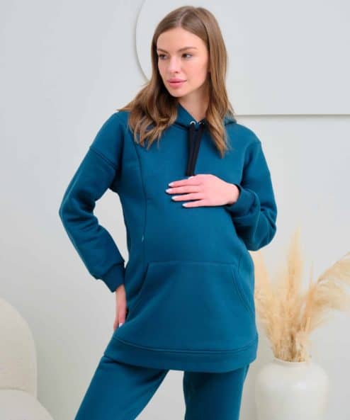 Изумрудное теплое худи для будущих и кормящих мам Sport Изумрудное теплое худи для будущих и кормящих мам Sport — изображение 8
