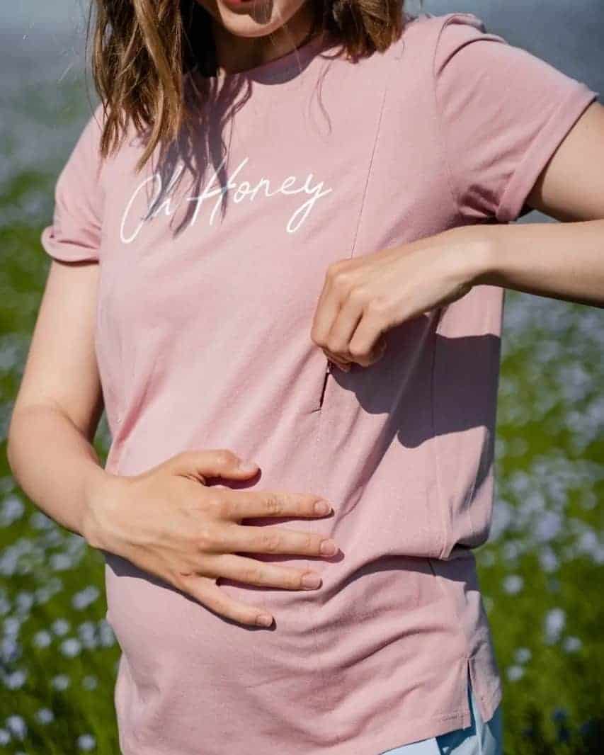 Пудровая футболка для будущих и кормящих мам Oh Honey Пудровая футболка для будущих и кормящих мам Oh Honey — изображение 2