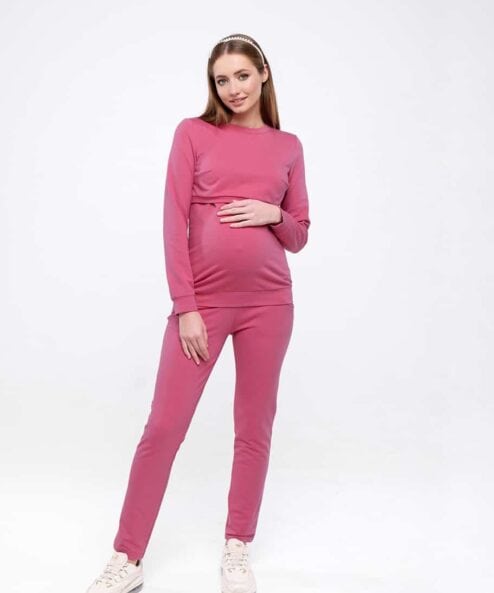 Теплый костюм в ягодном цвете для будущих и кормящих мам Kortney