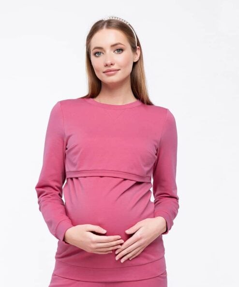 Теплый костюм в ягодном цвете для будущих и кормящих мам Kortney — изображение 3