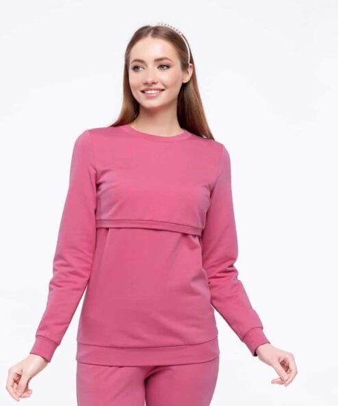 Теплый костюм в ягодном цвете для будущих и кормящих мам Kortney — изображение 4