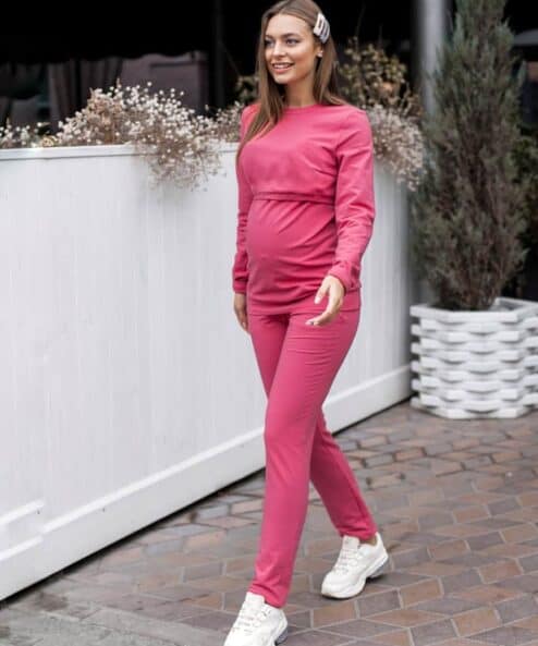 Теплый костюм в ягодном цвете для будущих и кормящих мам Kortney — изображение 6