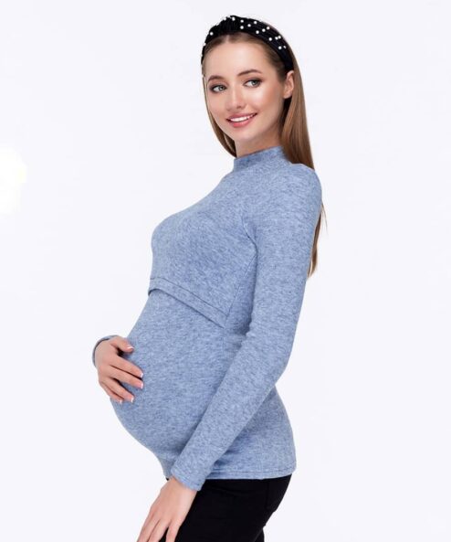 Голубой теплый гольф для беременных и кормящих мам Marian Warm Голубой теплый гольф для беременных и кормящих мам Marian Warm — изображение 8