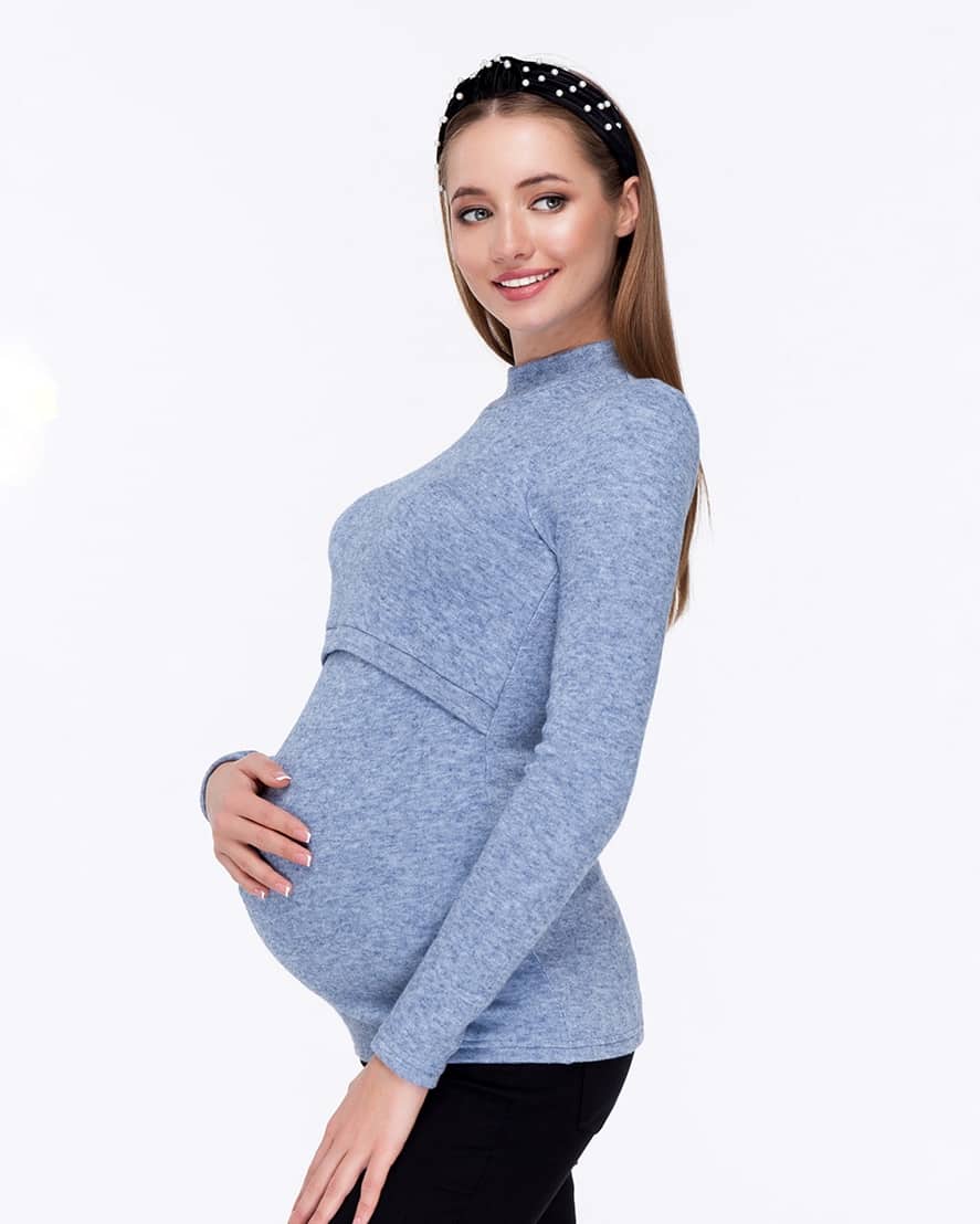 Голубой теплый гольф для беременных и кормящих мам Marian Warm Голубой теплый гольф для беременных и кормящих мам Marian Warm — изображение 8