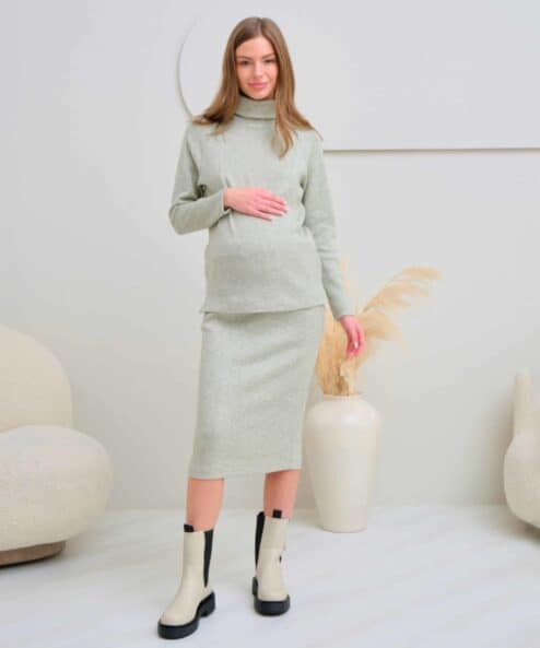 Фисташковая теплая юбка для будущих и кормящих мам Trendy Фисташковая теплая юбка для будущих и кормящих мам Trendy — изображение 4