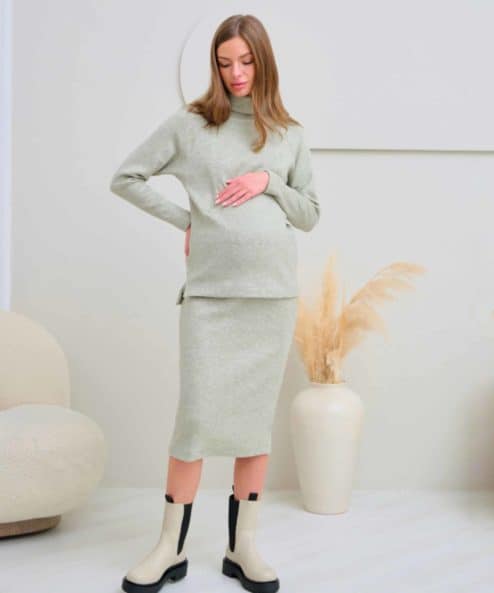 Фисташковый теплый джемпер для будущих и кормящих мам Trendy — изображение 4