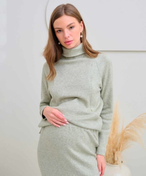 Фисташковый теплый джемпер для будущих и кормящих мам Trendy