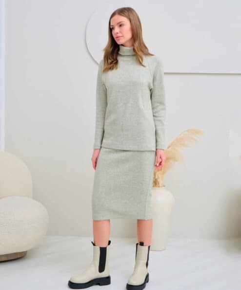 Фисташковая теплая юбка для будущих и кормящих мам Trendy Фисташковая теплая юбка для будущих и кормящих мам Trendy — изображение 8