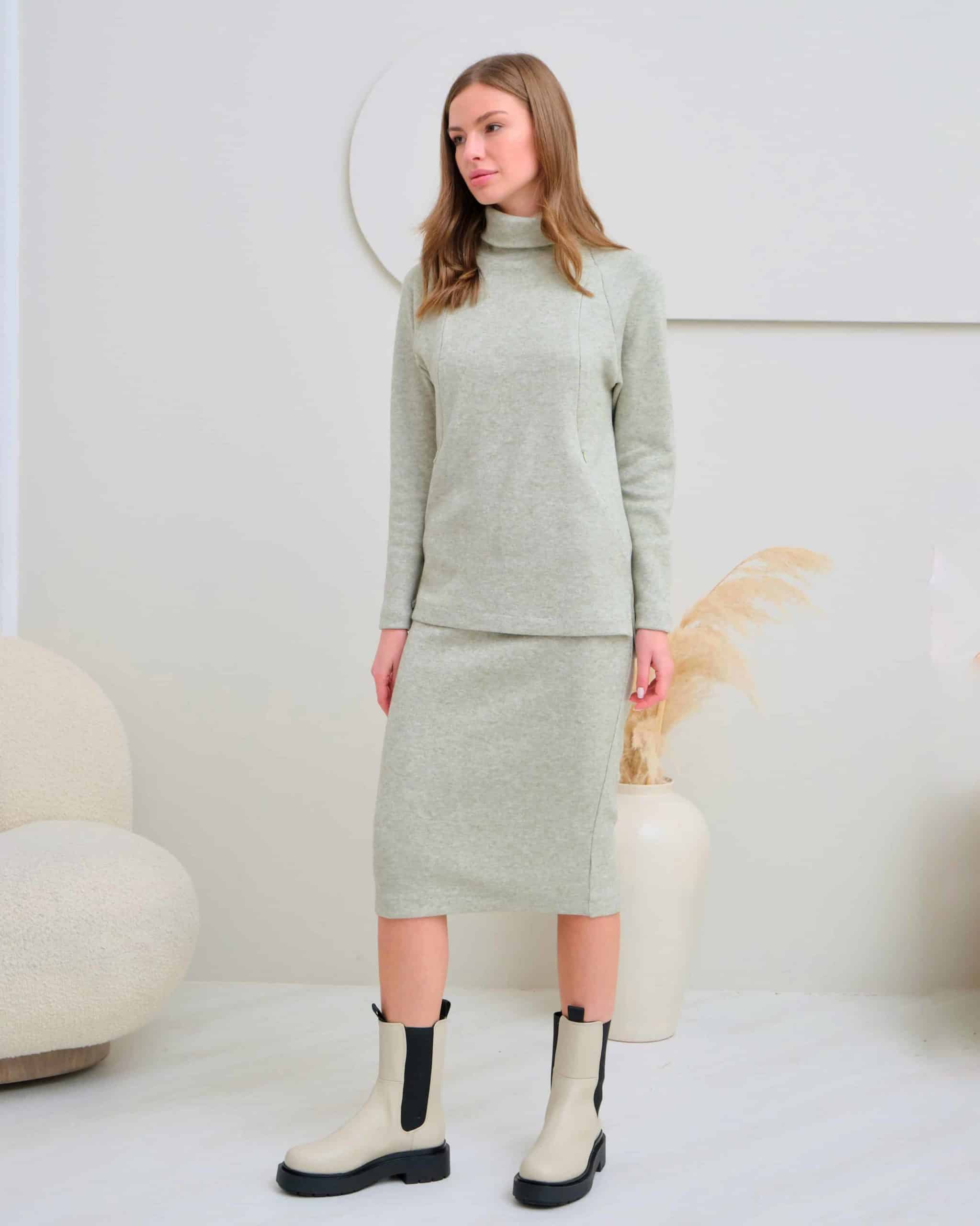 Фисташковая теплая юбка для будущих и кормящих мам Trendy Фисташковая теплая юбка для будущих и кормящих мам Trendy — изображение 8