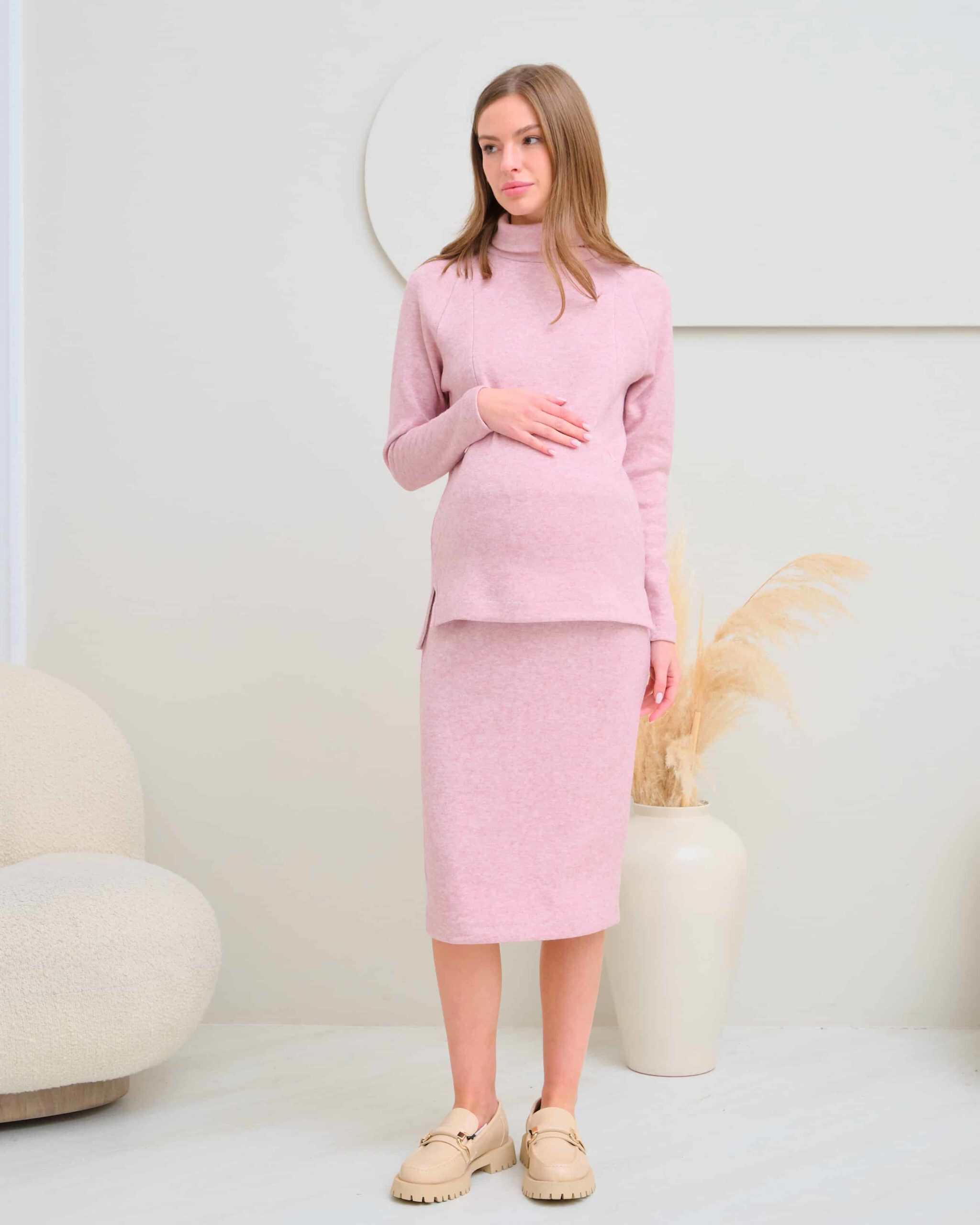 Пудровая теплая юбка для будущих и кормящих мам Trendy Пудровая теплая юбка для будущих и кормящих мам Trendy — изображение 5