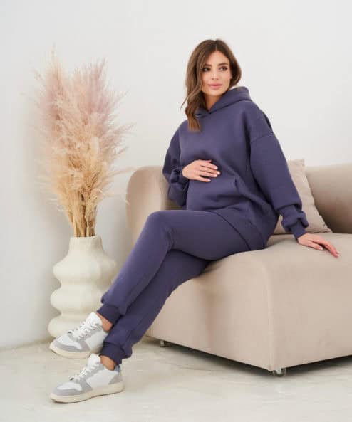 Графитовое теплое худи для будущих и кормящих мам Juna Warm — изображение 3