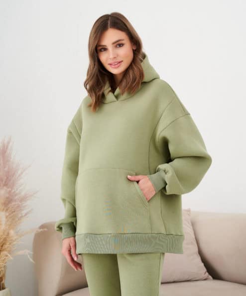 Фисташковое теплое худи для будущих и кормящих мам Juna Warm
