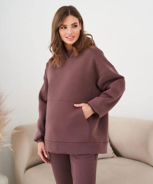Шоколадное теплое худи для будущих и кормящих мам Juna Warm