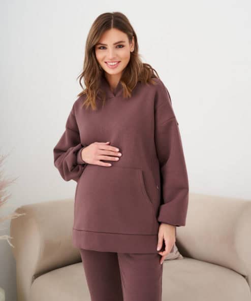 Шоколадное теплое худи для будущих и кормящих мам Juna Warm — изображение 5