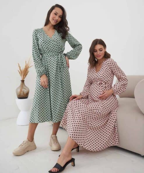 Фисташковое платье в горошек для будущих и кормящих мам Dalia Фисташковое платье в горошек для будущих и кормящих мам Dalia — изображение 9