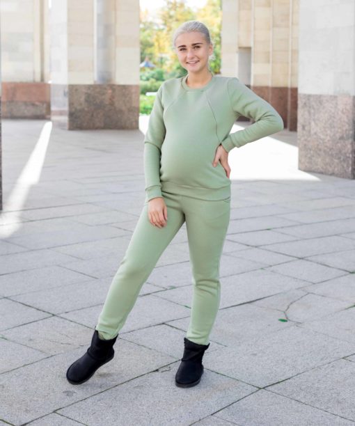 Фисташковый теплый свитшот для будущих и кормящих мам Sport — изображение 6