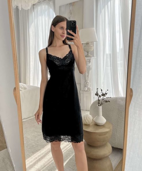 Черная сорочка для будущих и кормящих мам Melissa — изображение 4