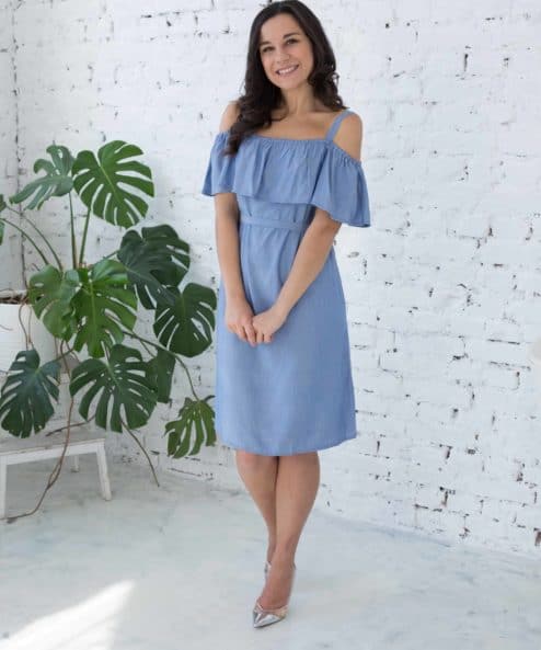 Голубой сарафан для будущих и кормящих мам Chloe