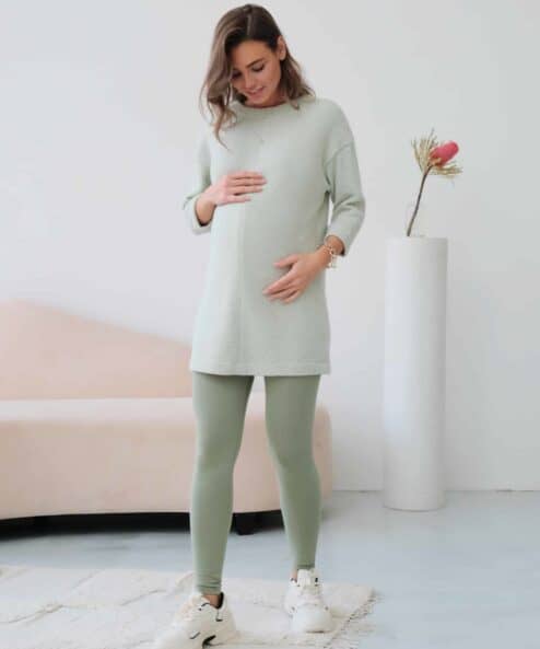 Фисташковое мини-платье для беременных и кормящих мам Luiza — изображение 4
