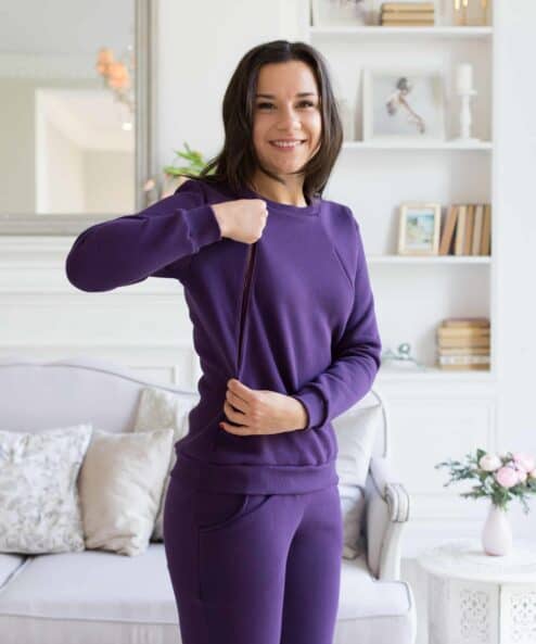 Фиолетовый теплый свитшот для будущих и кормящих мам Sport — изображение 2