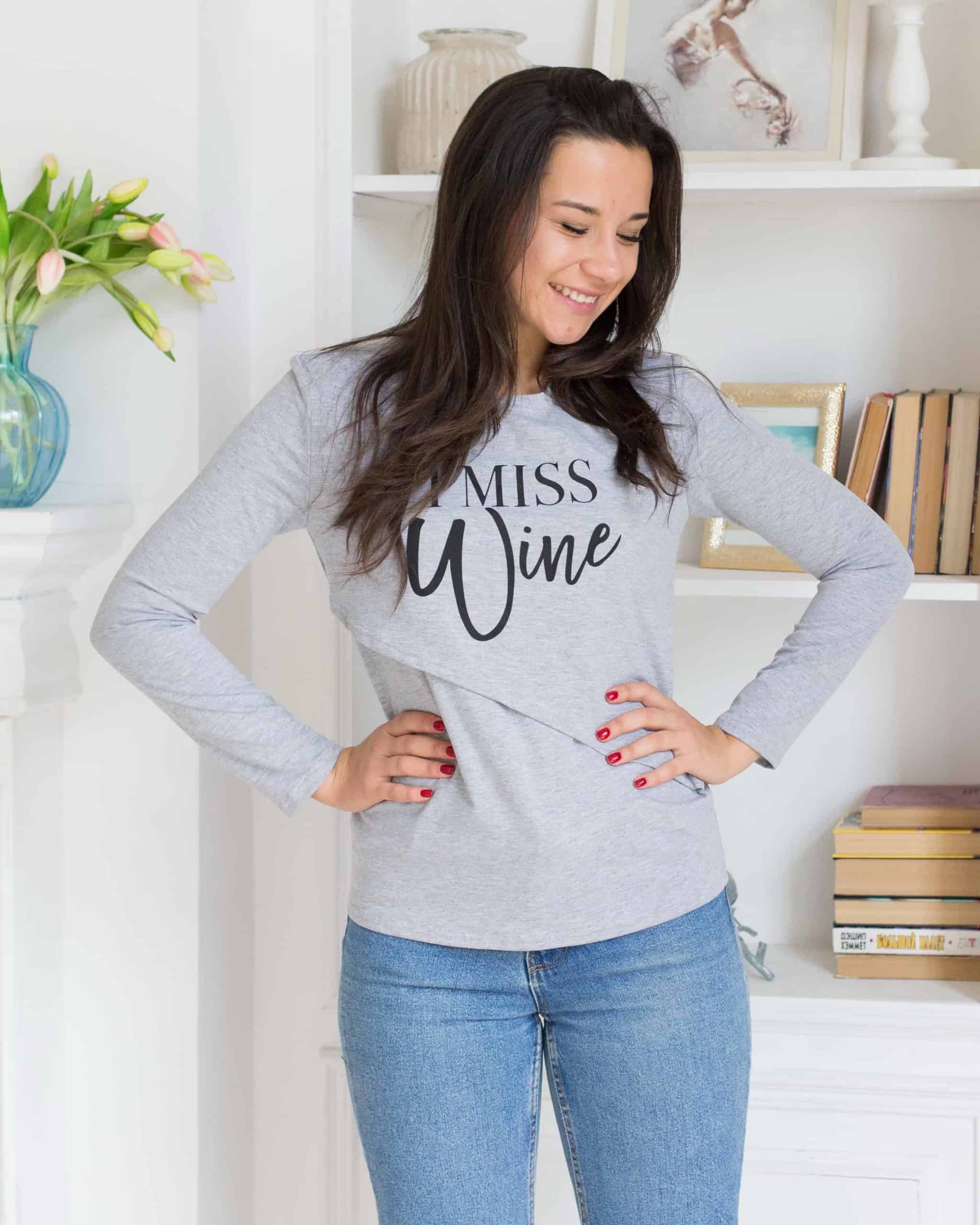 Серый лонгслив для беременных и кормящих мам Miss Wine Серый лонгслив для беременных и кормящих мам Miss Wine — изображение 2