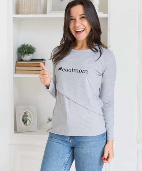 Серый лонгслив для будущих и кормящих мам Cool Mom — изображение 2