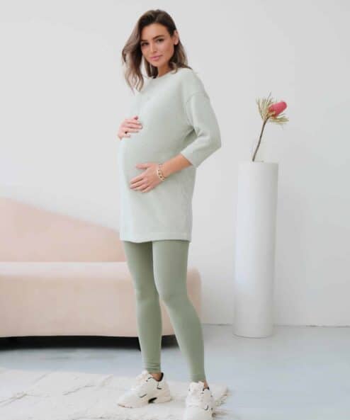 Фисташковое мини-платье для беременных и кормящих мам Luiza — изображение 3