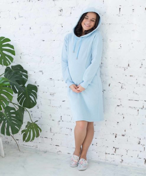 Голубое платье для беременных и кормящих Gwen Spring