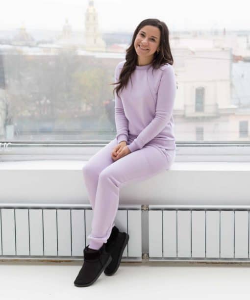 Лавандовые теплые брюки для будущих и кормящих мам Sport — изображение 6