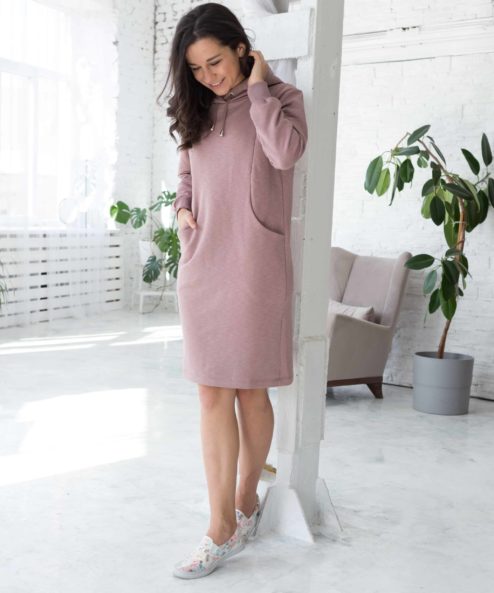 Кофейное платье для беременных и кормящих Gwen Spring