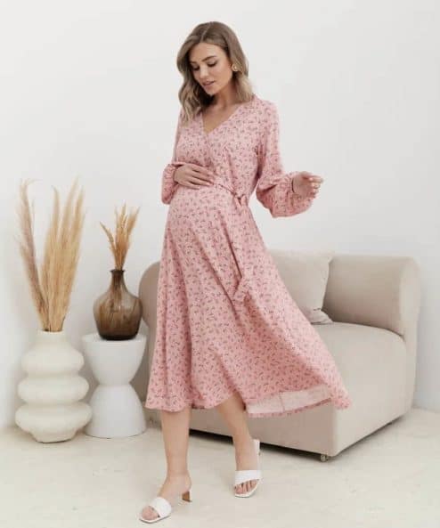 Коралловое платье для будущих и кормящих мам Dalia