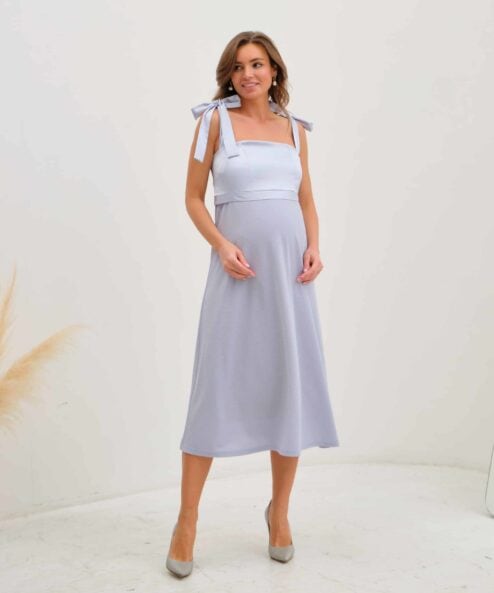Голубое платье с завязками для беременных и кормящих Selena — изображение 10