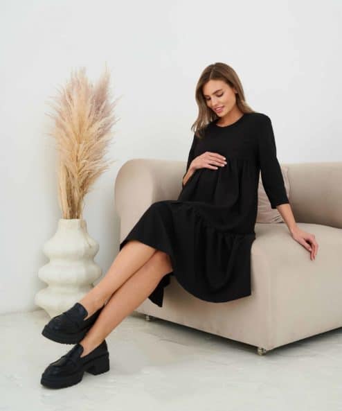 Черное платье для будущих и кормящих мам Nina Черное платье для будущих и кормящих мам Nina — изображение 8
