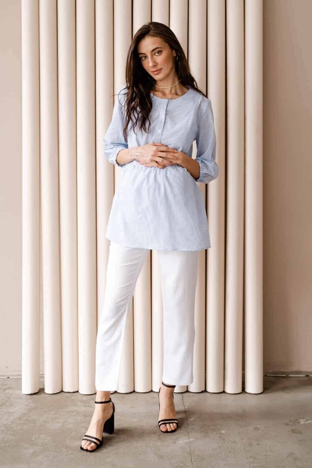 Белые льняные брюки для будущих мам Linen Белые льняные брюки для будущих мам Linen — изображение 5