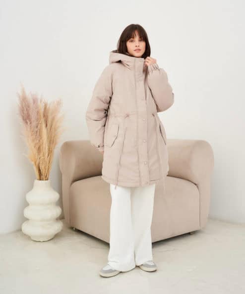 Серо-бежевая утепленная парка Dango