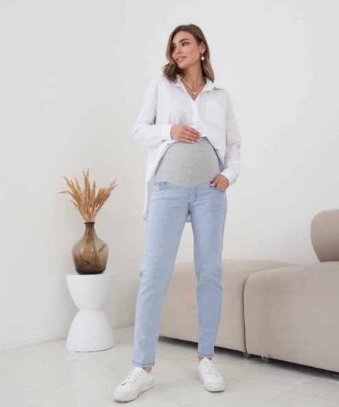 Голубые джинсы moms для будущих мам Kimberly — изображение 3