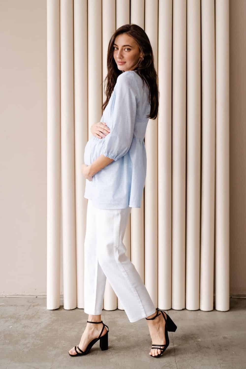 Белые льняные брюки для будущих мам Linen Белые льняные брюки для будущих мам Linen — изображение 6