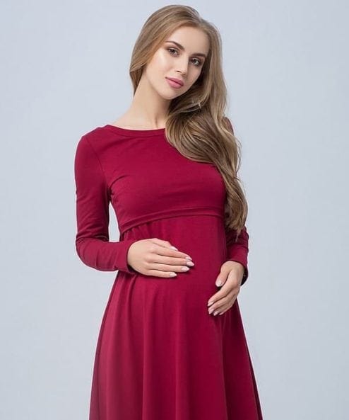 Бордовое платье для будущих и кормящих мам Olivia — изображение 7