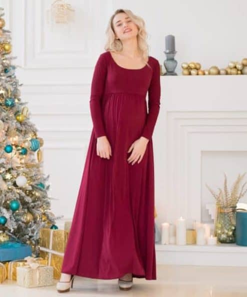 Вишневое платье для беременных Not Casual