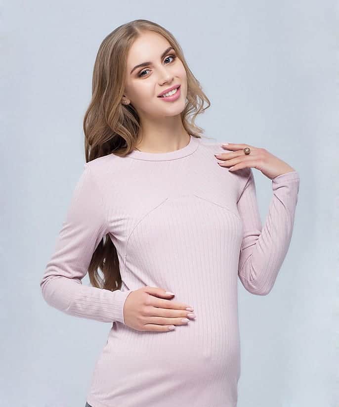 Пудровый лонгслив для будущих и кормящих мам Stefania New Пудровый лонгслив для будущих и кормящих мам Stefania New — изображение 6