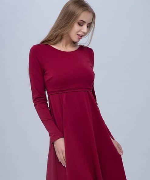 Бордовое платье для будущих и кормящих мам Olivia — изображение 8