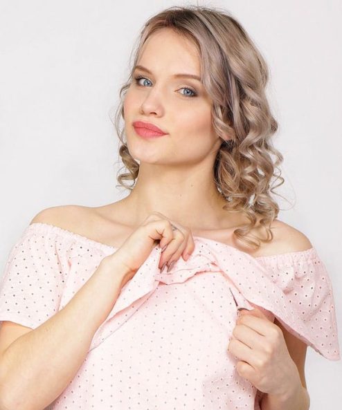 Пудровое платье для беременных и кормящих мам Eliza — изображение 10