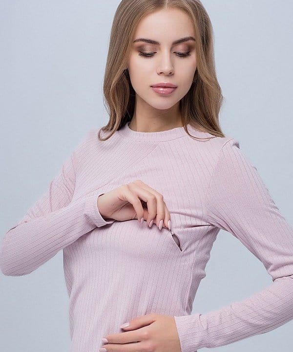 Пудровый лонгслив для будущих и кормящих мам Stefania New Пудровый лонгслив для будущих и кормящих мам Stefania New — изображение 8