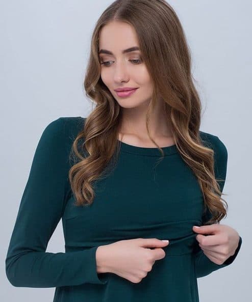 Темно-зеленое платье для будущих и кормящих мам Olivia Темно-зеленое платье для будущих и кормящих мам Olivia — изображение 3
