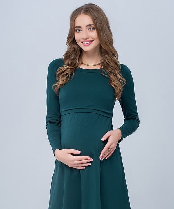 Темно-зеленое платье для будущих и кормящих мам Olivia Темно-зеленое платье для будущих и кормящих мам Olivia — изображение 5