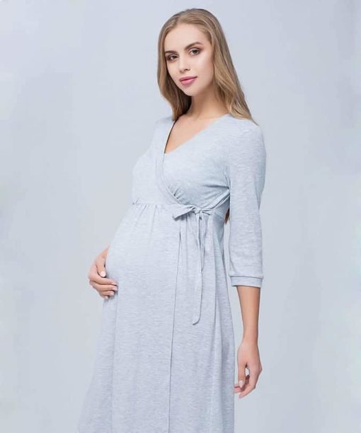 Серый халат для будущих и кормящих мам Selavi — изображение 4